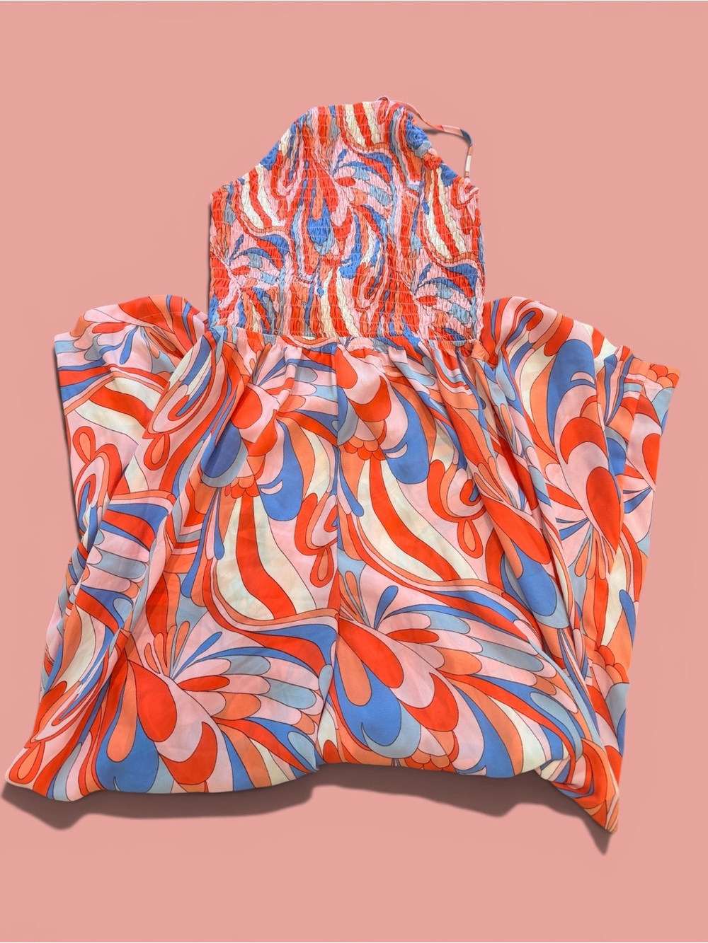 Inspired Hearts Multi-Color Swirl Halter Jumpsuit